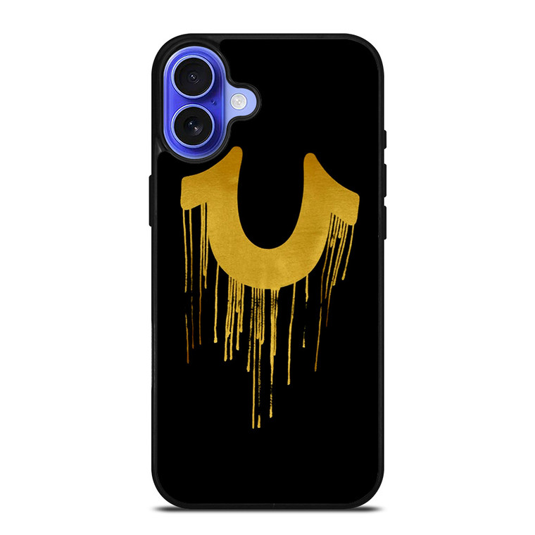 TRUE RELIGION GOLD BLACK LOGO iPhone 16 Case