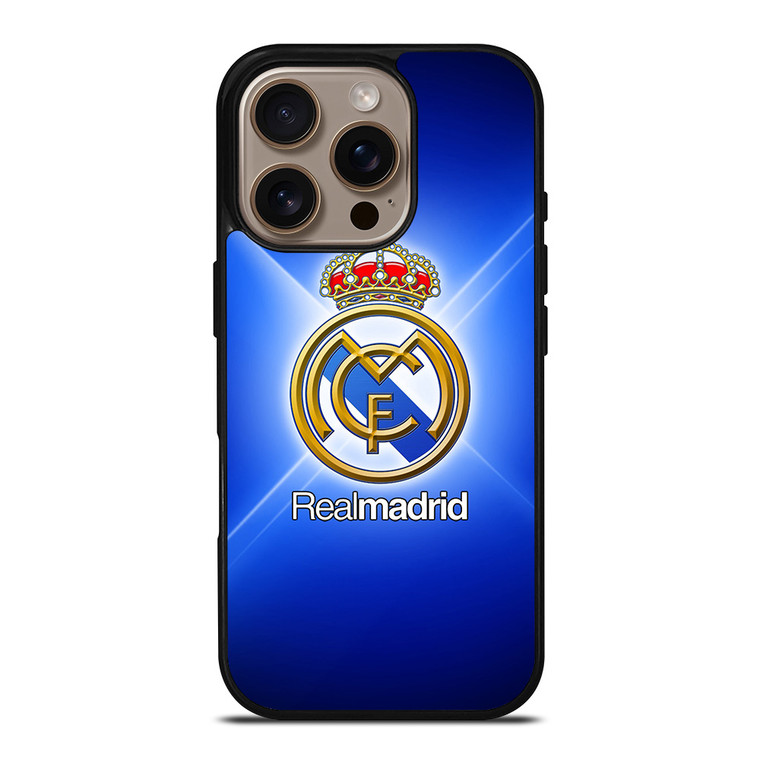 REAL MADRID LOGO BLUE LIGHT iPhone 16 Pro Case REAL MADRID LOGO BLUE LIGHT iPhone 16 Pro Case