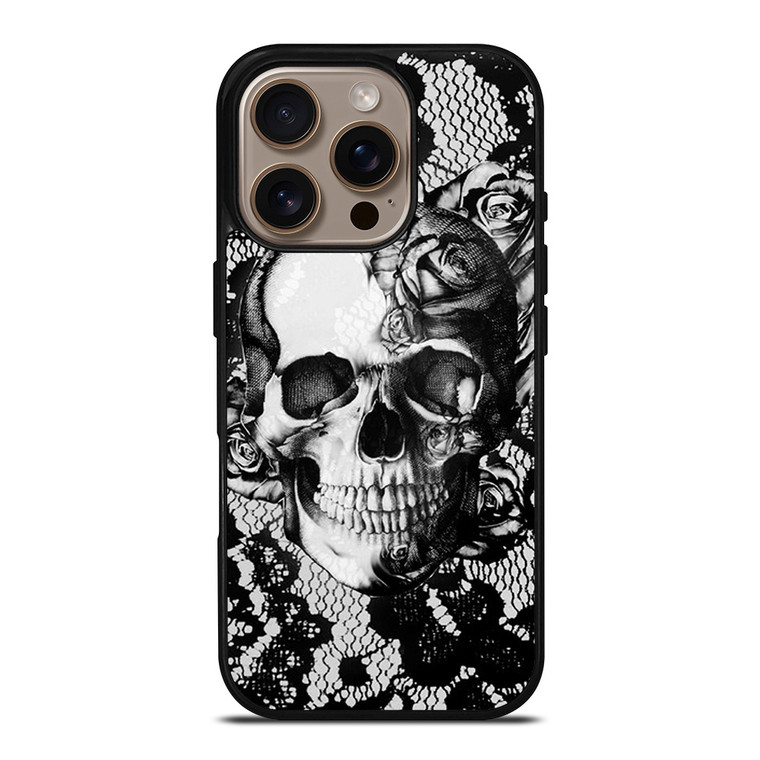 SKULL ON BLACK LACE iPhone 16 Pro Case SKULL ON BLACK LACE iPhone 16 Pro Case