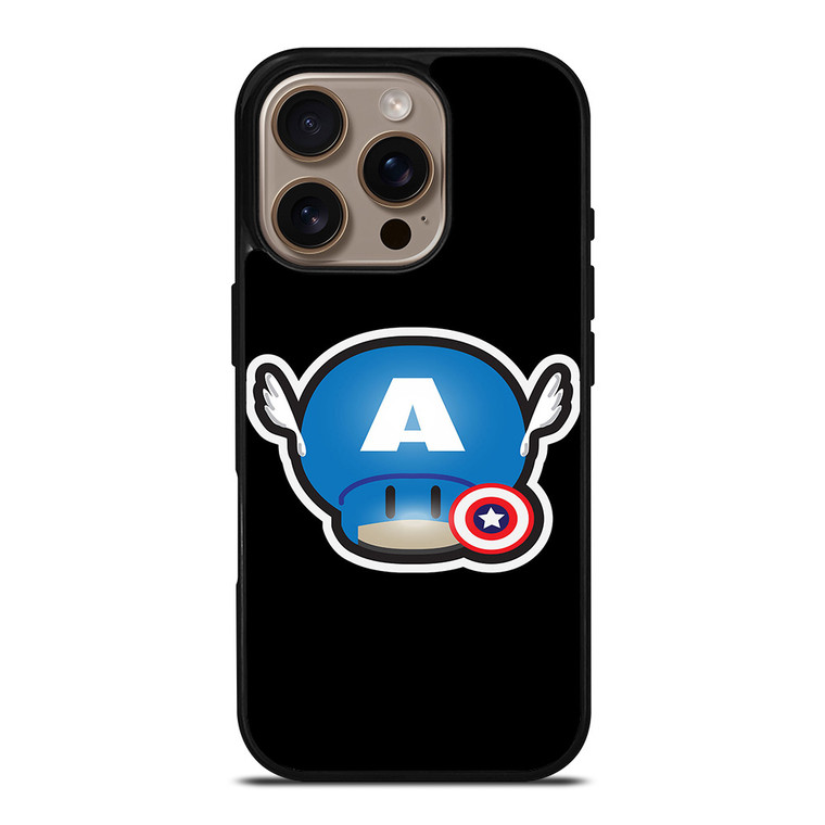 SUPER MARIO MUSHROOM CAPTAIN AMERICA iPhone 16 Pro Case SUPER MARIO MUSHROOM CAPTAIN AMERICA iPhone 16 Pro Case