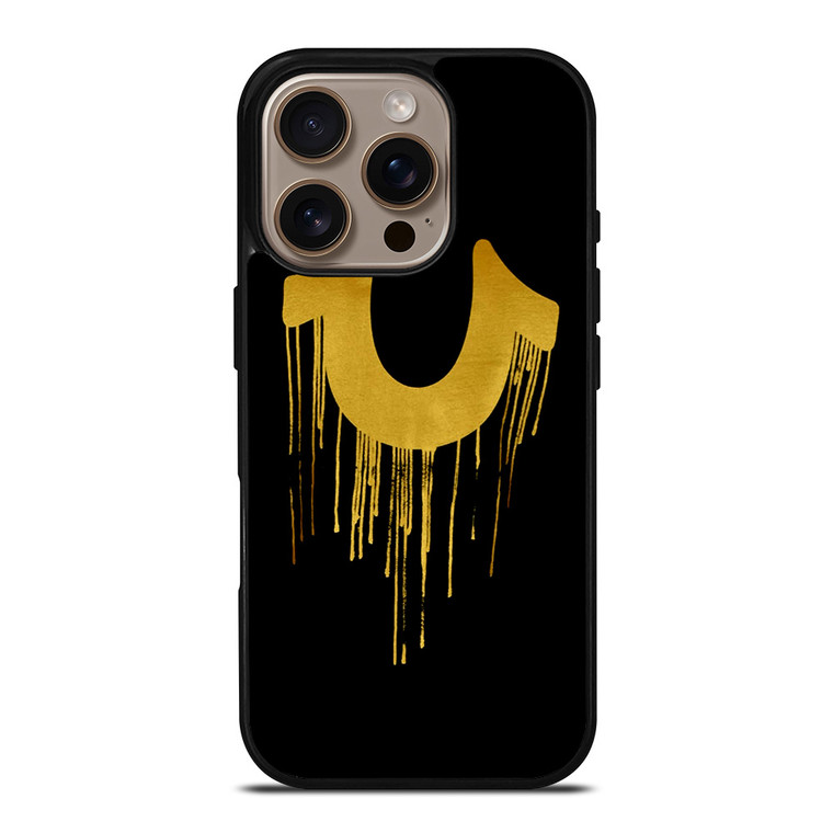 TRUE RELIGION GOLD BLACK LOGO iPhone 16 Pro Case