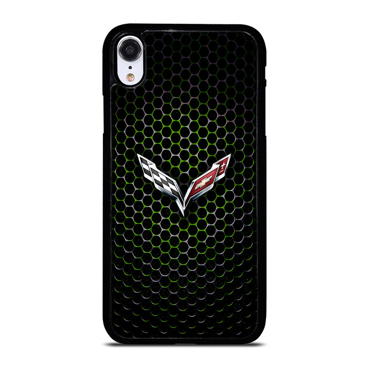 CORVETTE LOGO GREEN METAL iPhone XR Case