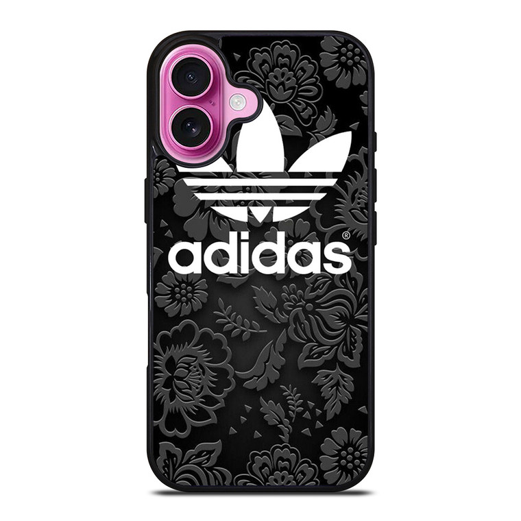 ADIDAS LOGO BLACK FLORAL iPhone 16 Plus Case