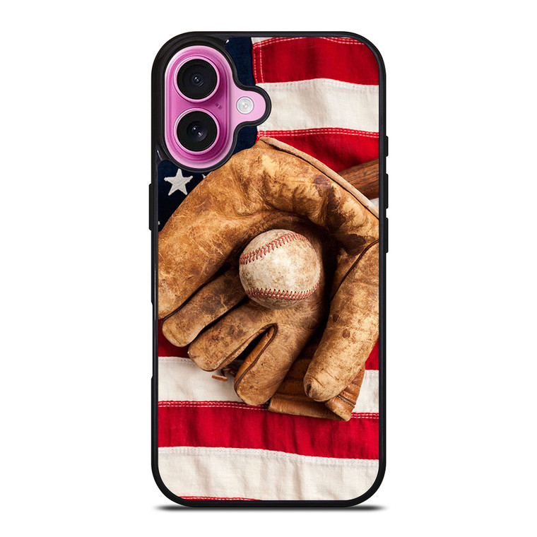 BASEBALL GLOVE AMERICAN FLAG iPhone 16 Plus Case