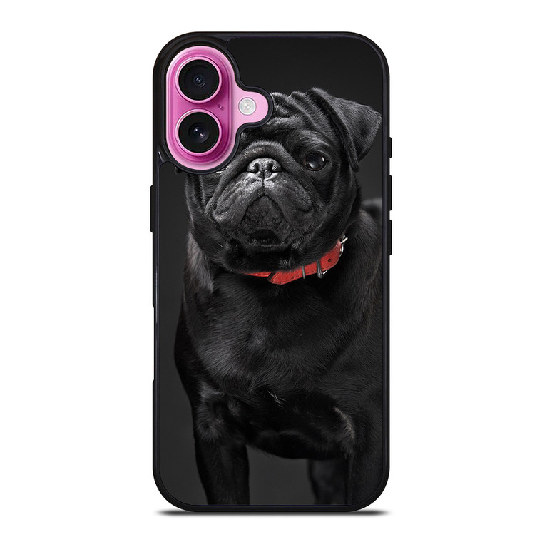 BLACK PUG iPhone 16 Plus Case