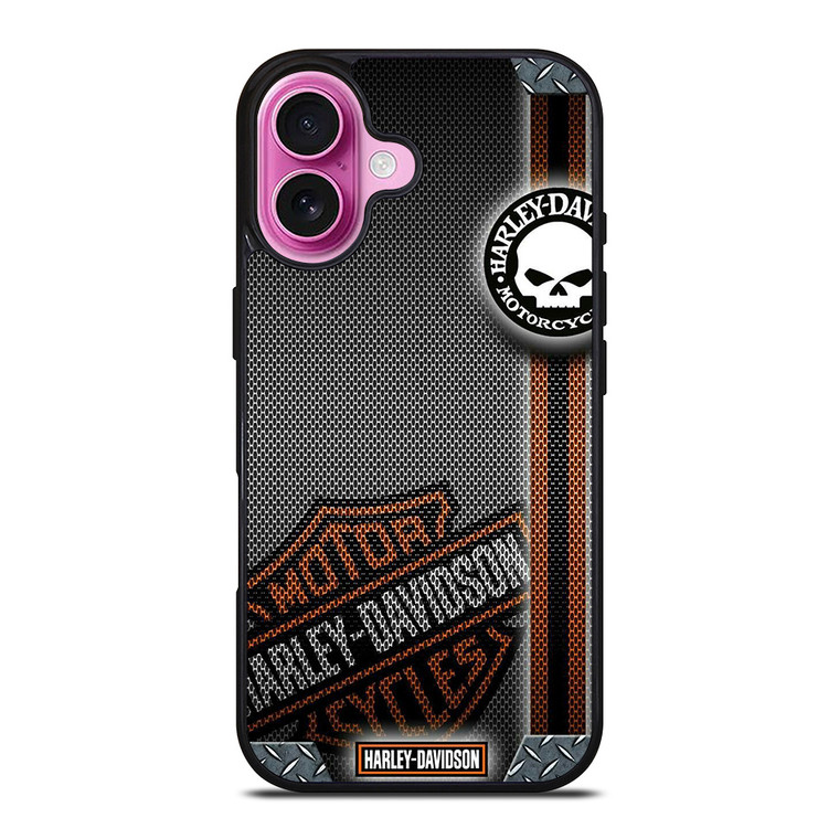 HARLEY DAVIDSON LOGO METAL TEXTURE iPhone 16 Plus Case