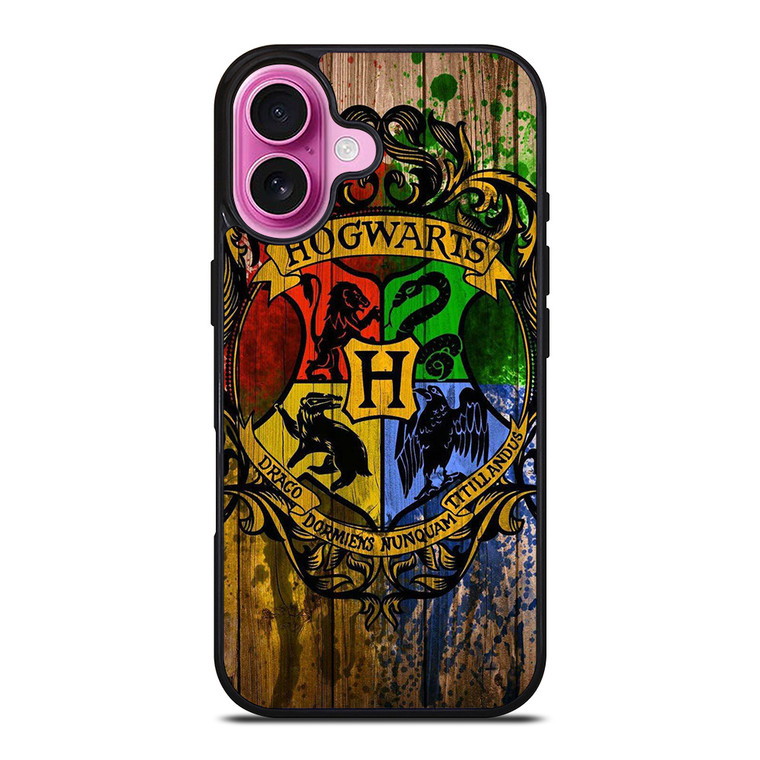 HOGWARTS HARRY POTTER LOGO WOOD iPhone 16 Plus Case
