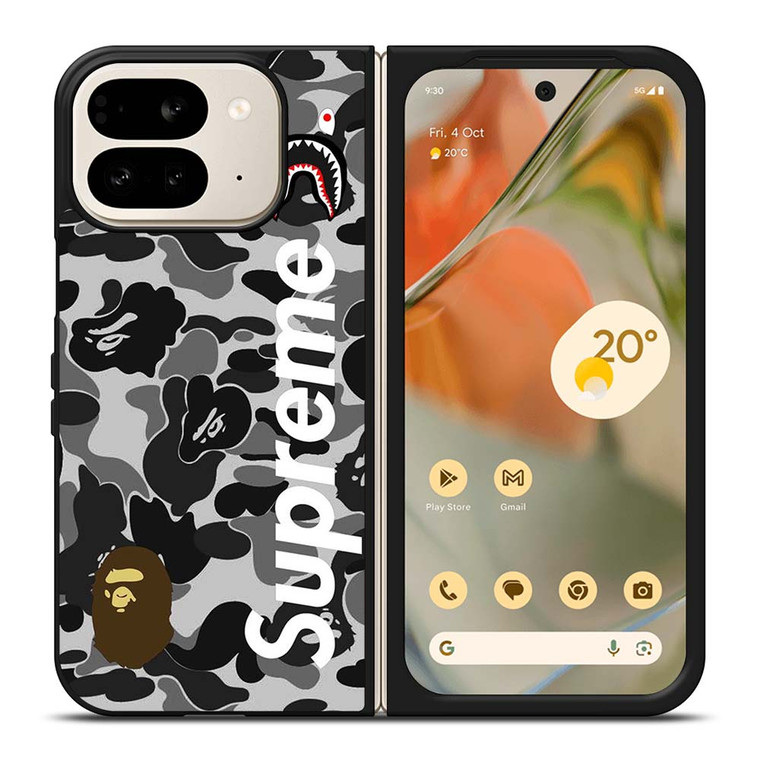 BAPE CAMO SHARK LOGO X SUPREME Google Pixel 9 Pro Fold Case