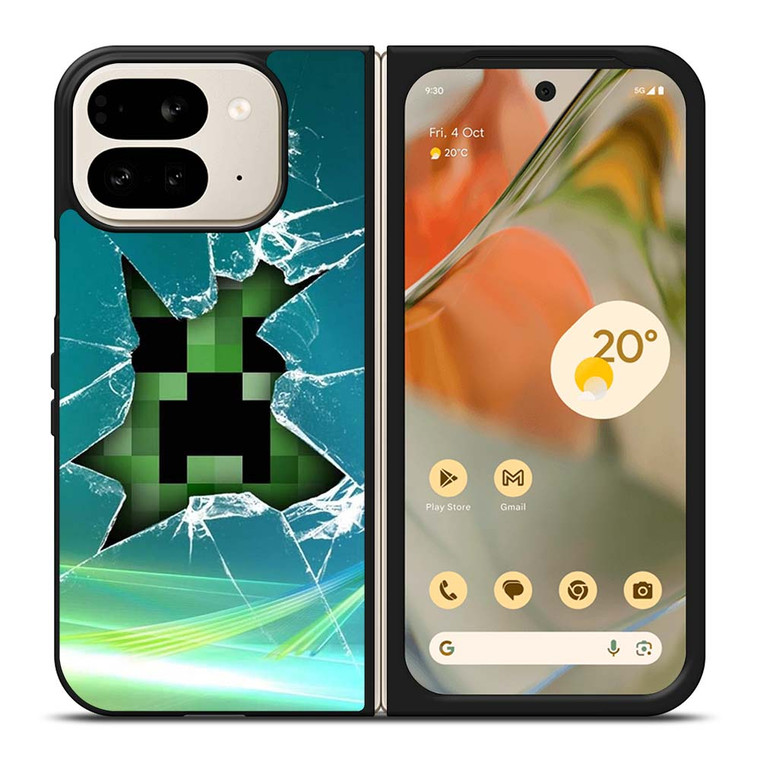 CREEPER MINECRAFT BROKEN GLASS Google Pixel 9 Pro Fold Case