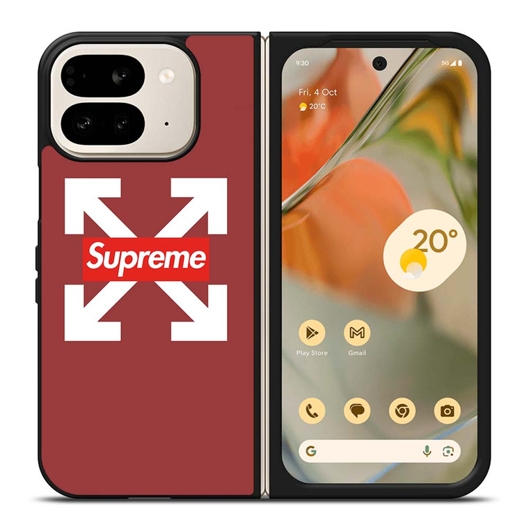 OFF WHITE LOGO X SUPREME RED Google Pixel 9 Pro Fold Case