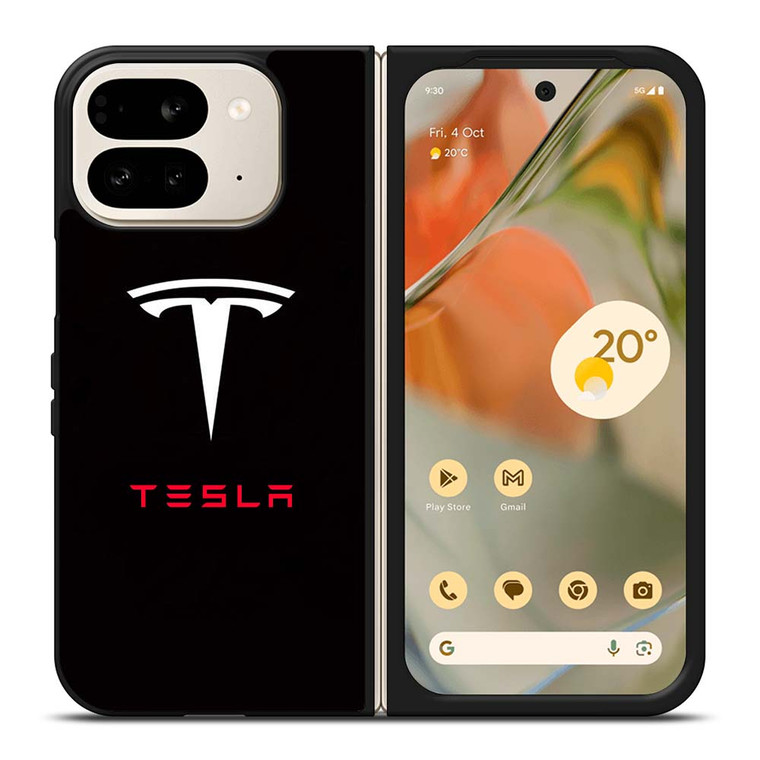 TESLA ELECTRIC CAR LOGO Google Pixel 9 Pro Fold Case TESLA ELECTRIC CAR LOGO Google Pixel 9 Pro Fold Case