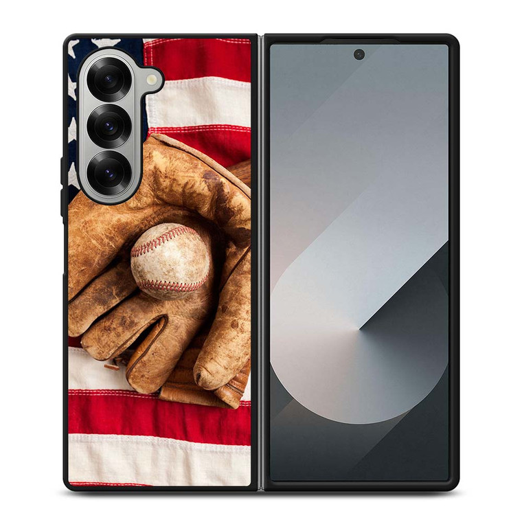 BASEBALL GLOVE AMERICAN FLAG Samsung Galaxy Z Fold 6 Case Cover