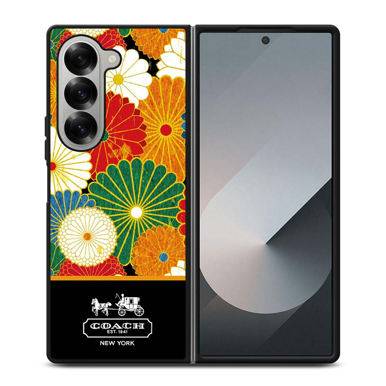 COACH NEW YORK COLORFUL FLORAL LOGO Samsung Galaxy Z Fold 6 Case Cover