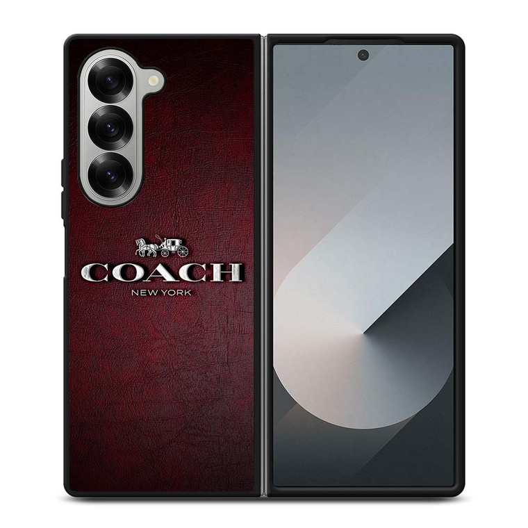 COACH NEW YORK LOGO LEATHER Samsung Galaxy Z Fold 6 Case Cover