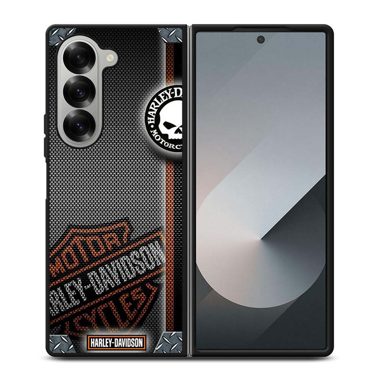 HARLEY DAVIDSON LOGO METAL TEXTURE Samsung Galaxy Z Fold 6 Case Cover