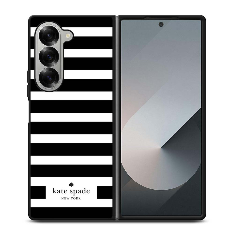 KATE SPADE NEW YORK BLACK WHITE STRIPES Samsung Galaxy Z Fold 6 Case Cover