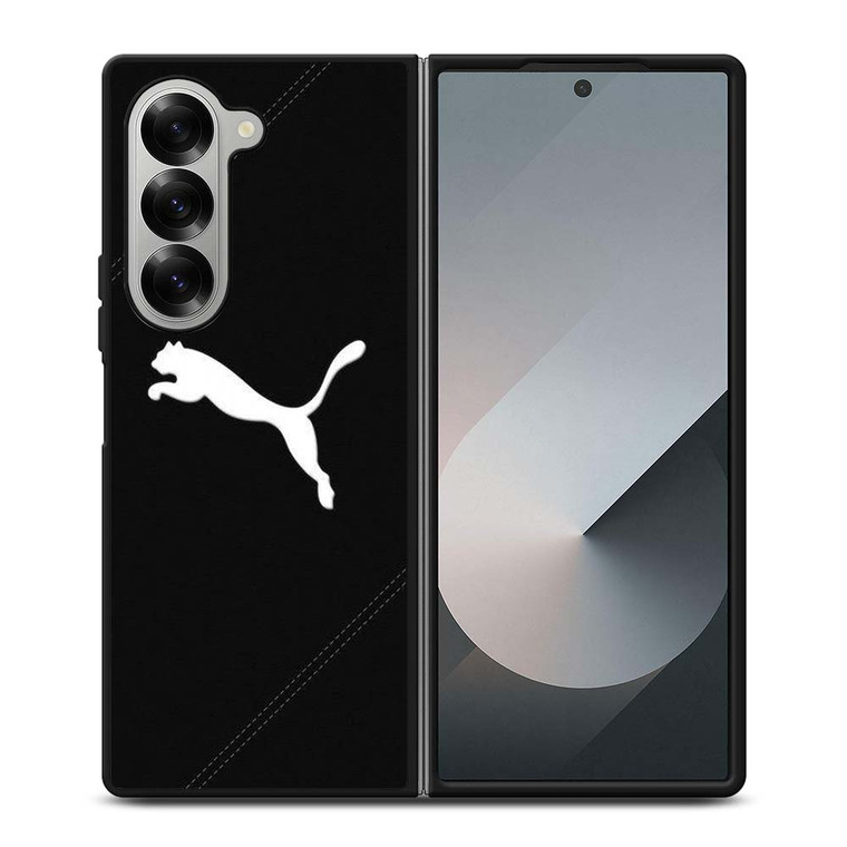 PUMA LOGO BLACK LEATHER Samsung Galaxy Z Fold 6 Case Cover PUMA LOGO BLACK LEATHER Samsung Galaxy Z Fold 6 Case Cover
