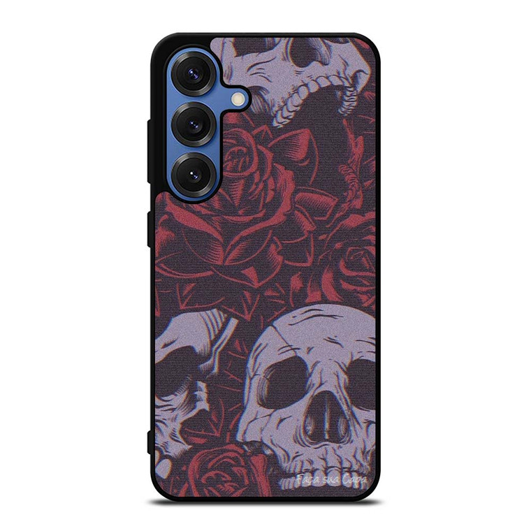 BLACK SKULLS AND ROSES Samsung Galaxy S25 Case