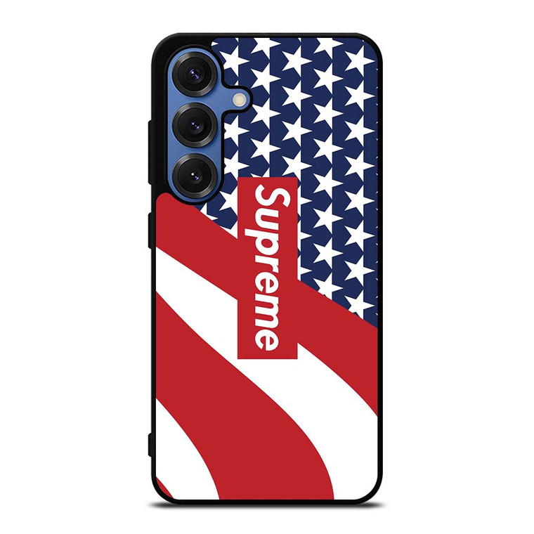 SUPREME LOGO AMERICAN FLAG Samsung Galaxy S25 Case