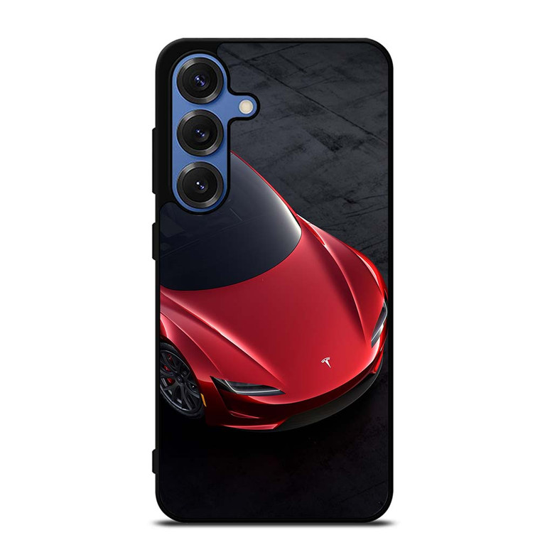 TESLA RED ELECTRIC CAR Samsung Galaxy S25 Case