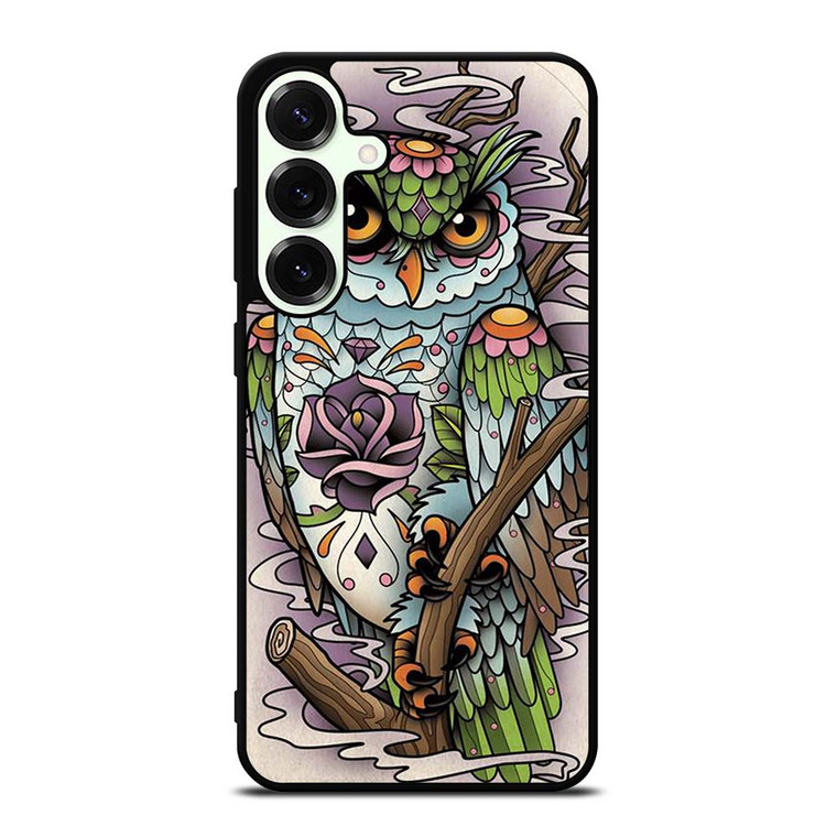 SUGAR SKULL OWL TATTO LOGO Samsung Galaxy S25 Plus Case