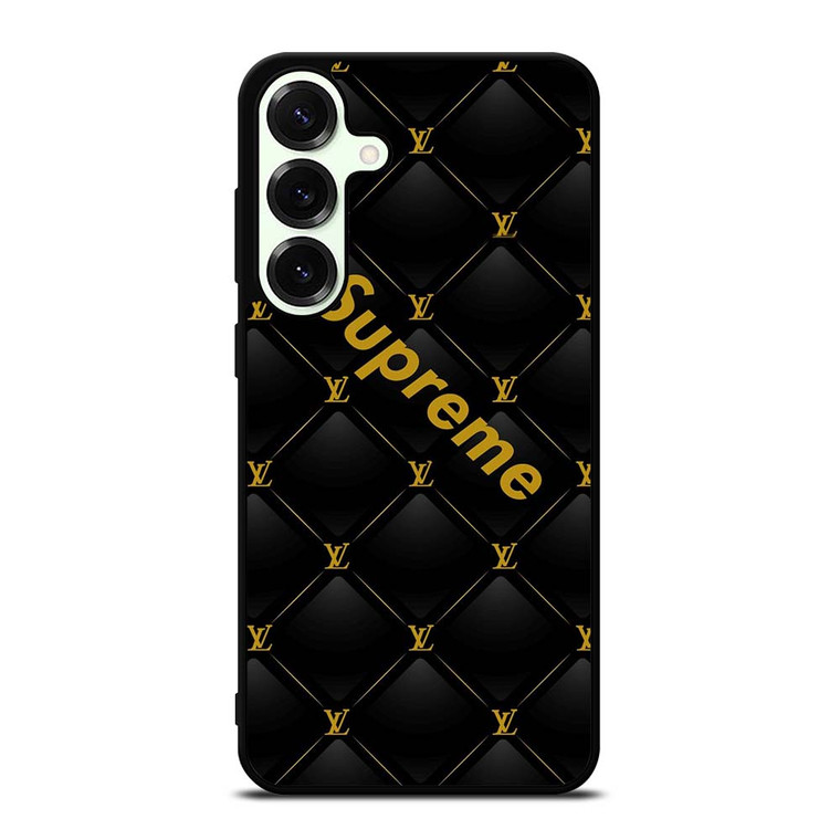 SUPREME BLACK PATTERN GOLD Samsung Galaxy S25 Plus Case