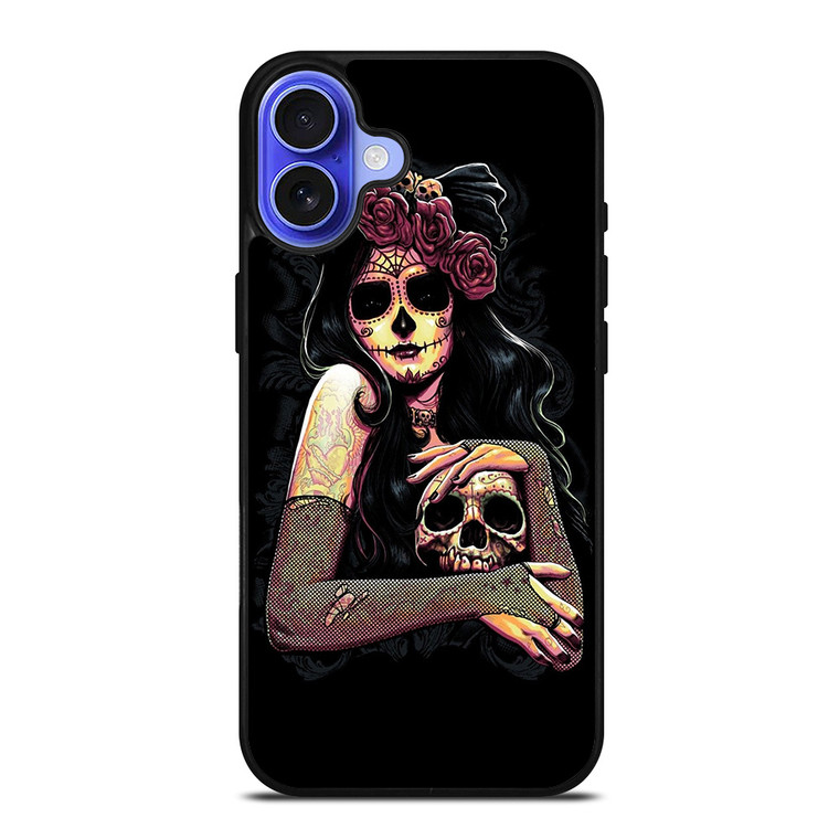 SUGAR SKULL TATTOO GIRL iPhone 16 Case