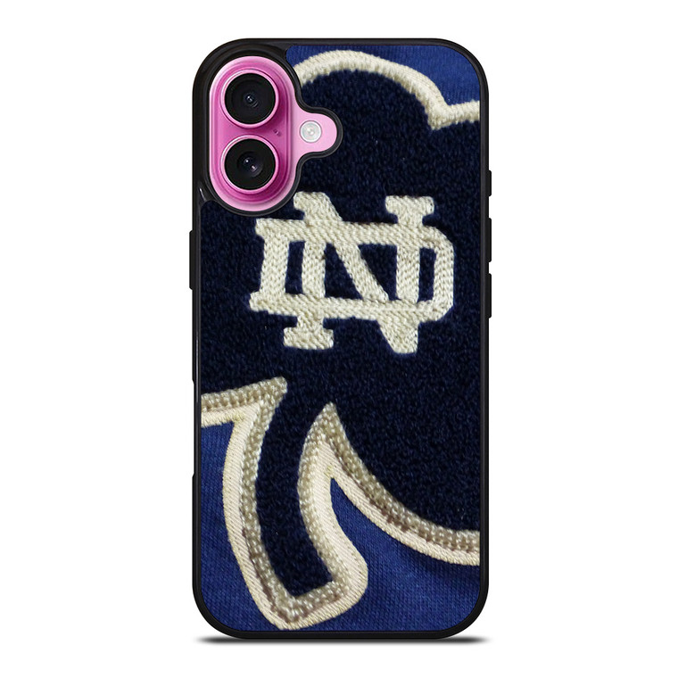 NOTRE DAME BLUE SHAMROCK LOGO iPhone 16 Plus Case