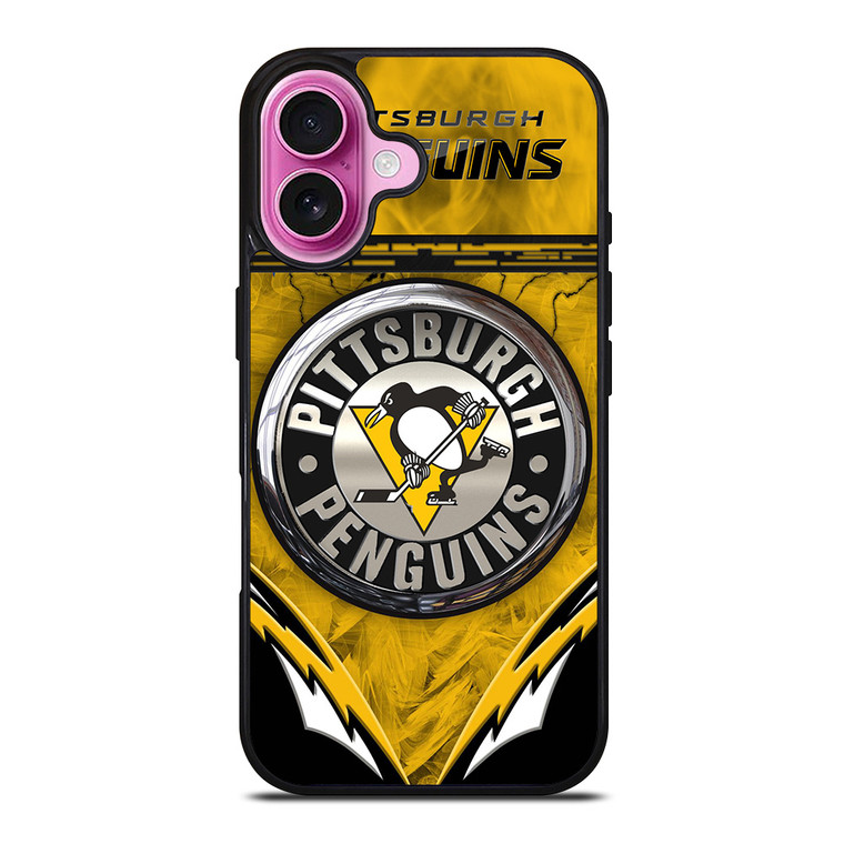 PITTSBURGH PENGUINS METAL NHL iPhone 16 Plus Case PITTSBURGH PENGUINS METAL NHL iPhone 16 Plus Case