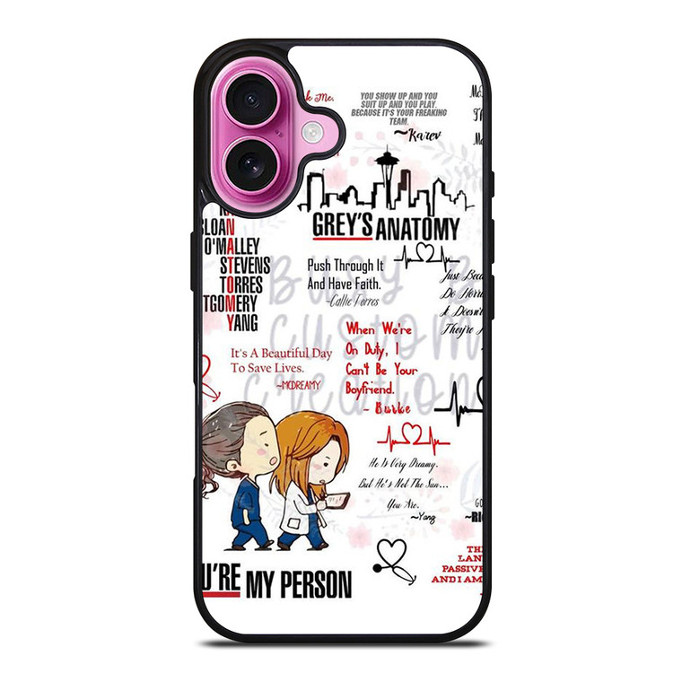 QUOTES OF GREY'S ANATOMY iPhone 16 Plus Case
