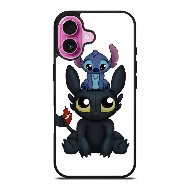 TOOTHLESS AND STITCH CARTOON iPhone 16 Plus Case