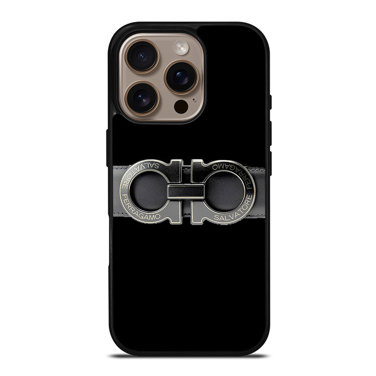 SALVATORE FERRAGAMO BELT BLACK iPhone 16 Pro Case SALVATORE FERRAGAMO BELT BLACK iPhone 16 Pro Case
