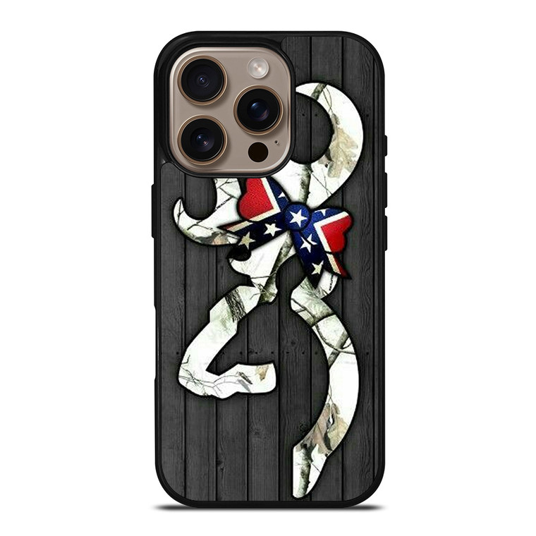 WOODEN CAMO BROWNING LOGO iPhone 16 Pro Case