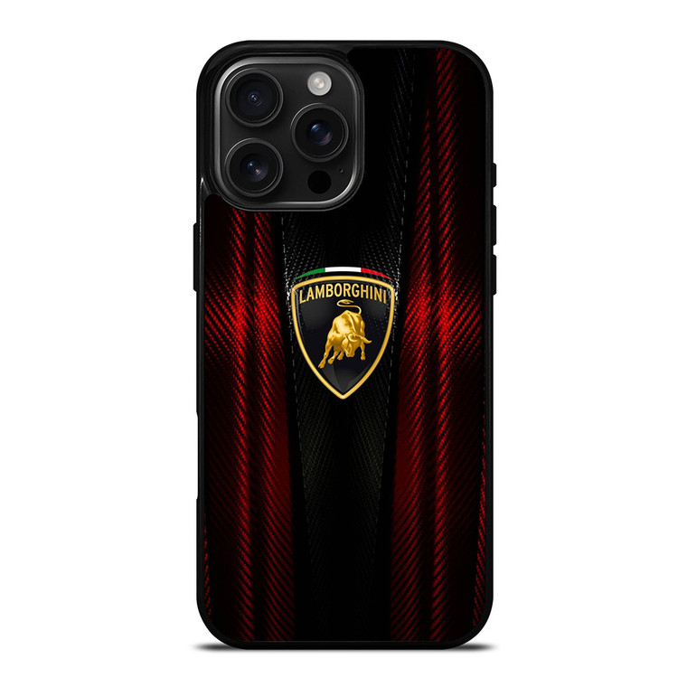LAMBORGHINI RED CARBON iPhone 16 Pro Max Case