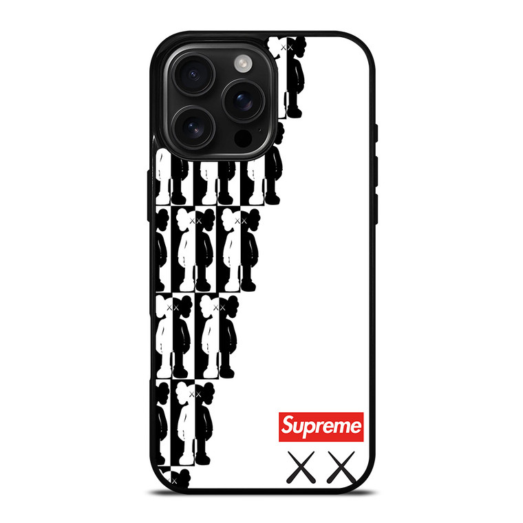 SUPREME KAWS BLACK WHITE iPhone 16 Pro Max Case