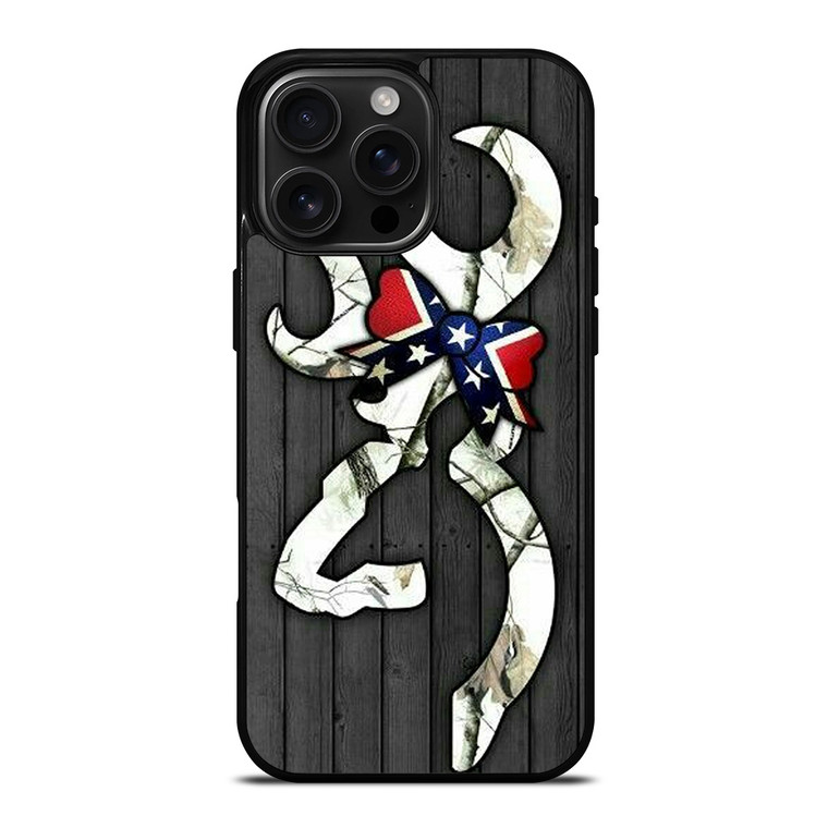 WOODEN CAMO BROWNING LOGO iPhone 16 Pro Max Case