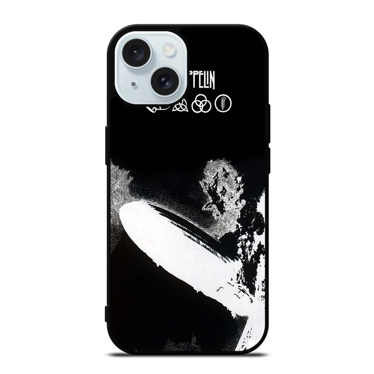 LED ZEPPELIN BLACK WHITE LOGO iPhone 15  Case Cover