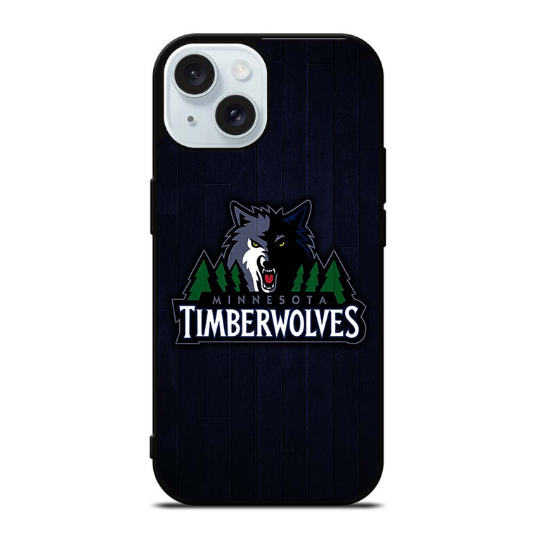 MINNESOTA TIMBERWOLVES WOODEN LOGO iPhone 15  Case Cover