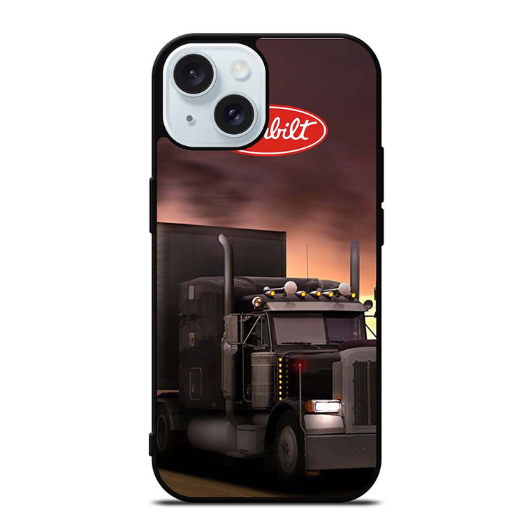 PETERBILT BLACK TRUCK iPhone 15  Case Cover PETERBILT BLACK TRUCK iPhone 15  Case Cover