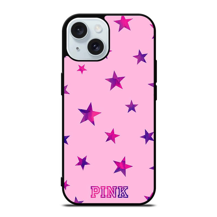 PINK VICTORIA SECRET STARS iPhone 15  Case Cover PINK VICTORIA SECRET STARS iPhone 15  Case Cover