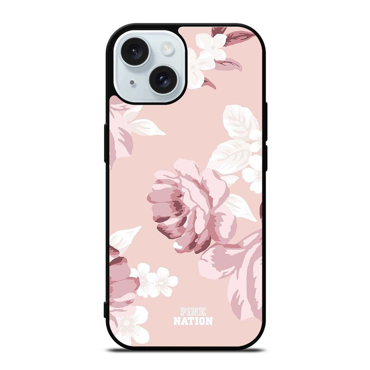 PINK VICTORIA'S SECRET FLOWER iPhone 15  Case Cover PINK VICTORIA'S SECRET FLOWER iPhone 15  Case Cover