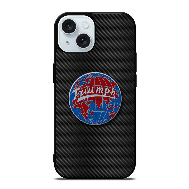 TRIUMPH WORLDWIDE LOGO CARBON iPhone 15  Case Cover TRIUMPH WORLDWIDE LOGO CARBON iPhone 15  Case Cover