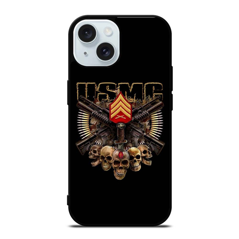 USMC MARINE CORPS SKULL LOGO iPhone 15  Case Cover