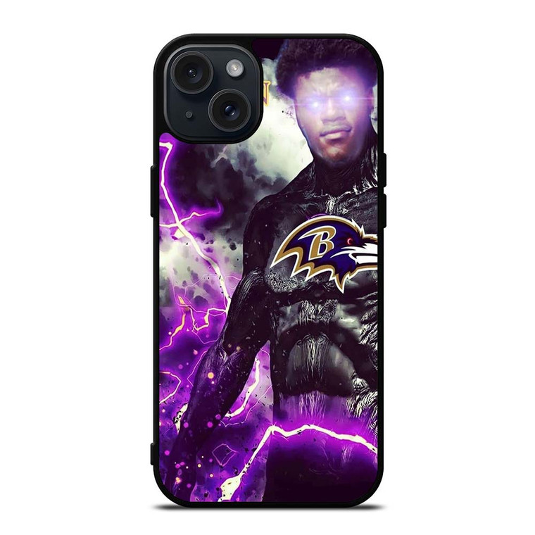 LAMAR JACKSON BALTIMORE RAVENS ART iPhone 15 Plus Case