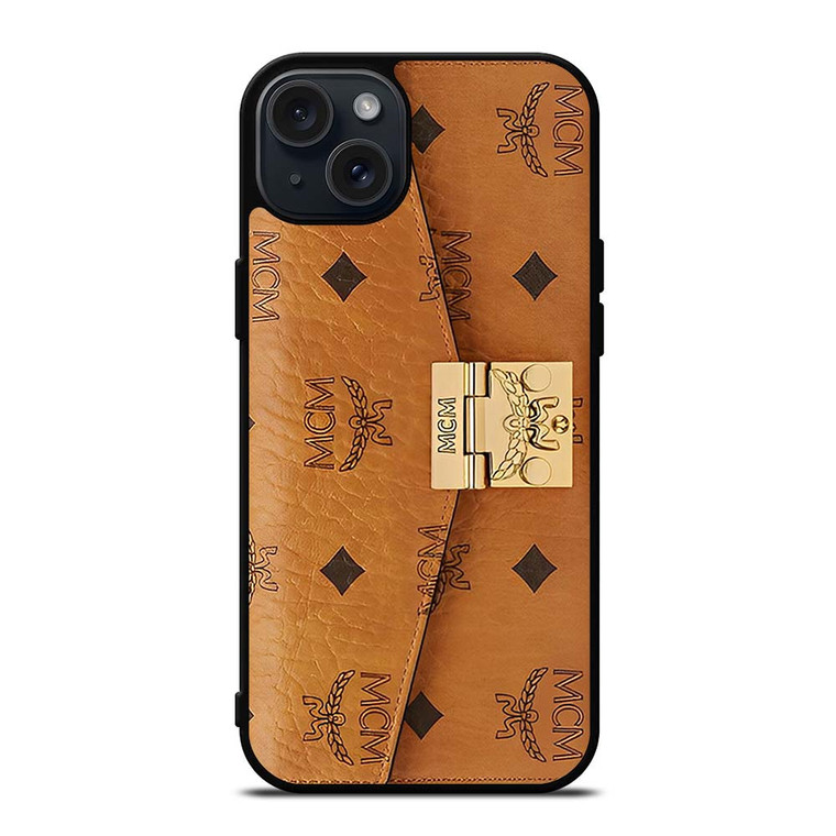 MCM WORLD WIDE BROWN LEATHER iPhone 15 Plus Case
