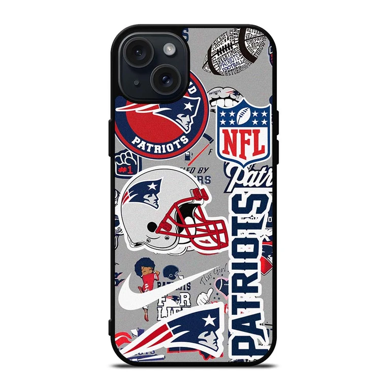 NEW ENGLAND PATRIOTS NFL STICKER BOMB iPhone 15 Plus Case