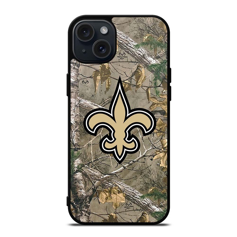 NEW ORLEANS SAINTS CAMO LOGO iPhone 15 Plus Case NEW ORLEANS SAINTS CAMO LOGO iPhone 15 Plus Case