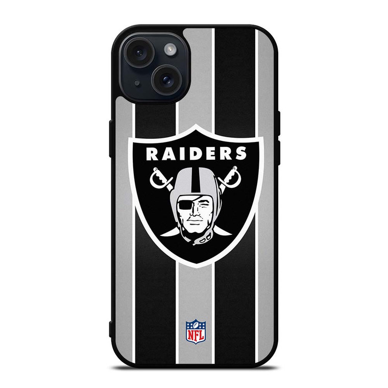 OAKLAND RAIDERS STRIPE LOGO iPhone 15 Plus Case OAKLAND RAIDERS STRIPE LOGO iPhone 15 Plus Case