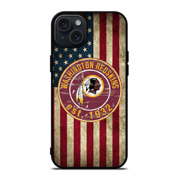 WASHINGTON REDSKINS AMERICAN FLAG iPhone 15 Plus Case