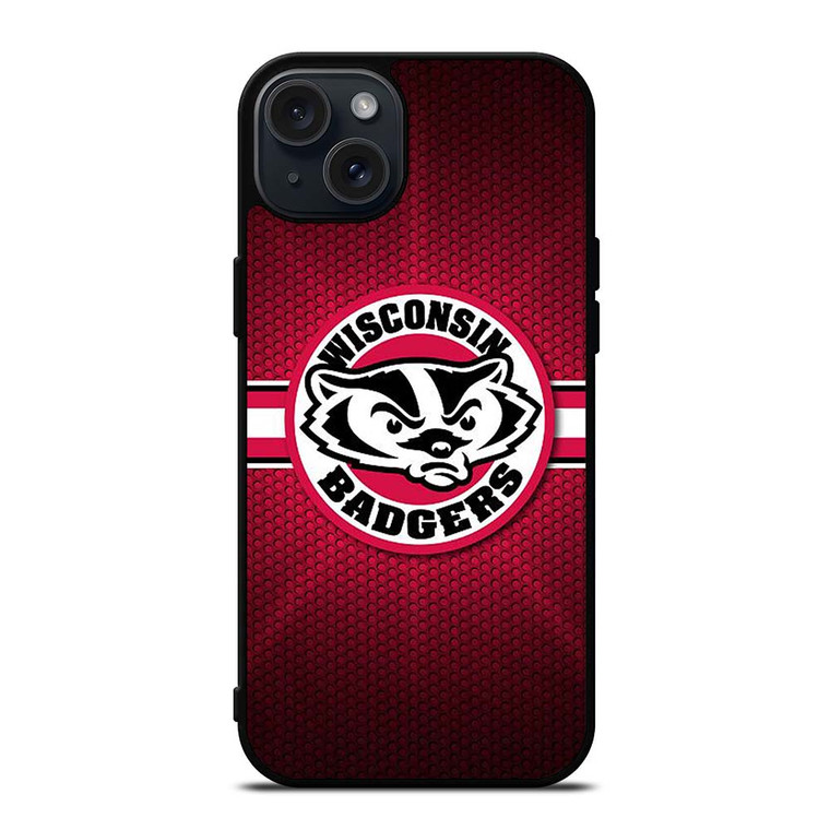 WISCONSIN BADGER METAL LOGO iPhone 15 Plus Case WISCONSIN BADGER METAL LOGO iPhone 15 Plus Case